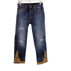 Stylish Blue Jeans with Gold Accents